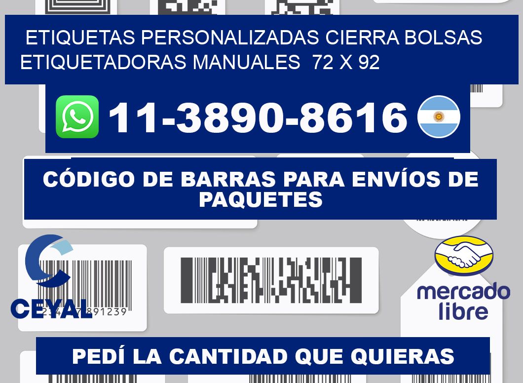 etiquetas personalizadas cierra bolsas  Etiquetadoras Manuales  72 x 92