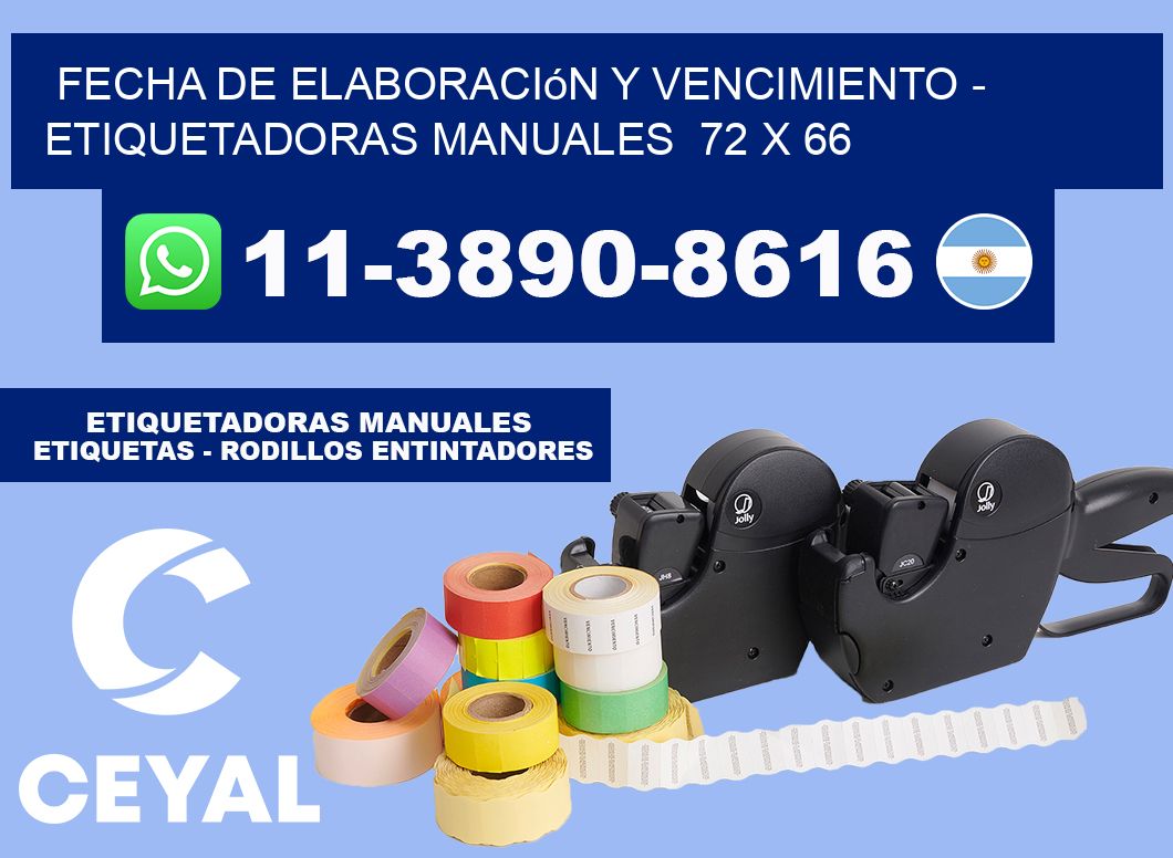 fecha de elaboración y vencimiento - Etiquetadoras Manuales  72 x 66