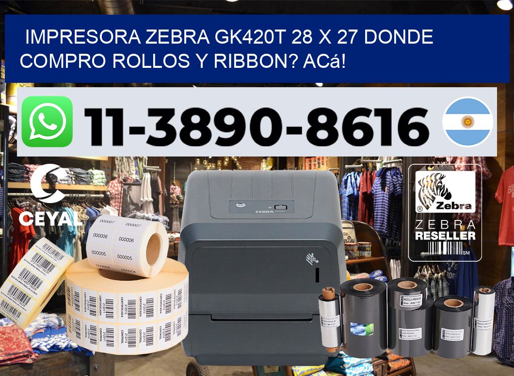 impresora zebra gk420t 28 x 27 Donde compro rollos y ribbon? Acá!