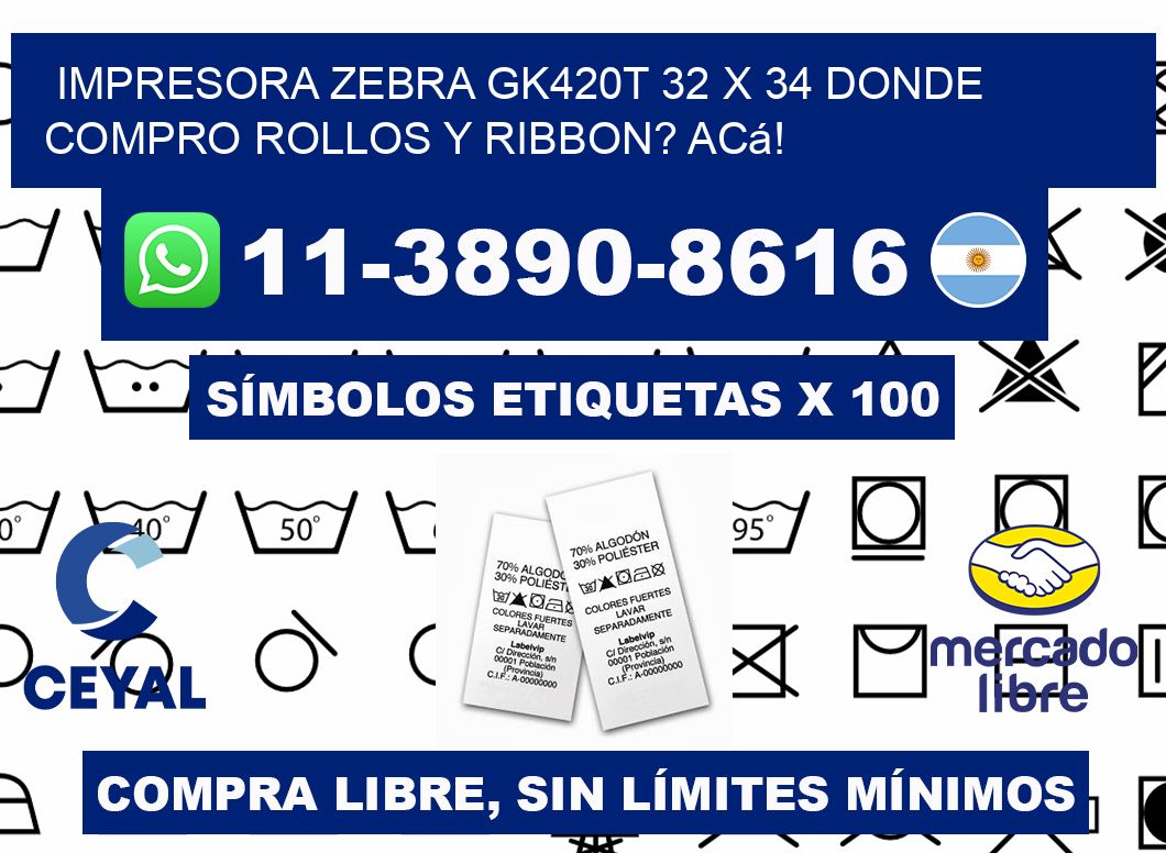impresora zebra gk420t 32 x 34 Donde compro rollos y ribbon? Acá!