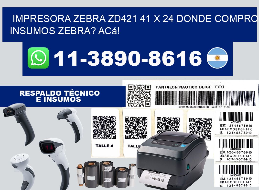 impresora zebra zd421 41 x 24 Donde compro insumos zebra? Acá!