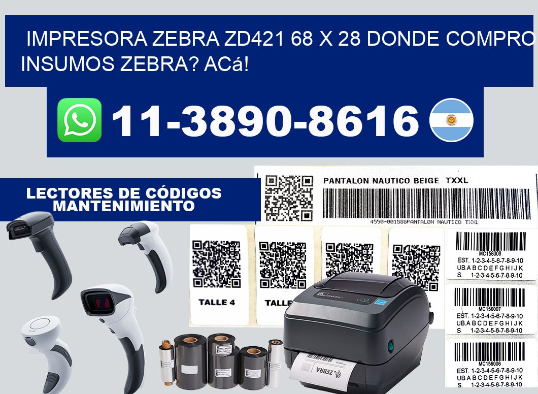 impresora zebra zd421 68 x 28 Donde compro insumos zebra? Acá!