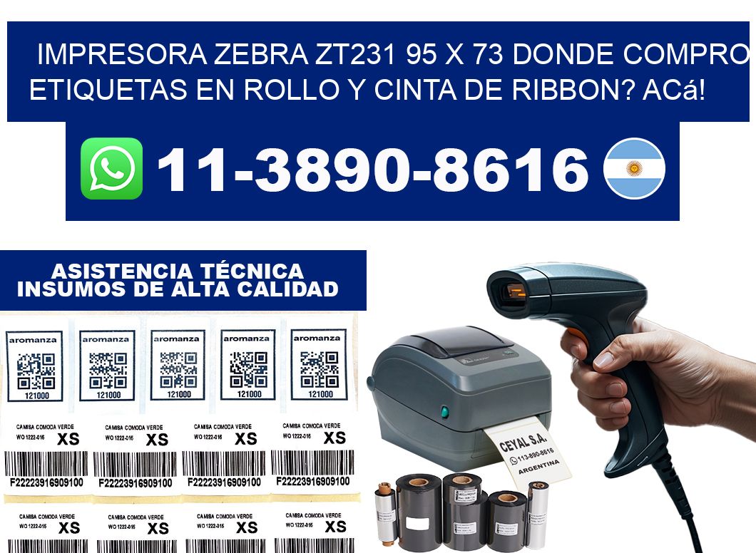 impresora zebra zt231 95 x 73 Donde compro etiquetas en rollo y cinta de ribbon? Acá!