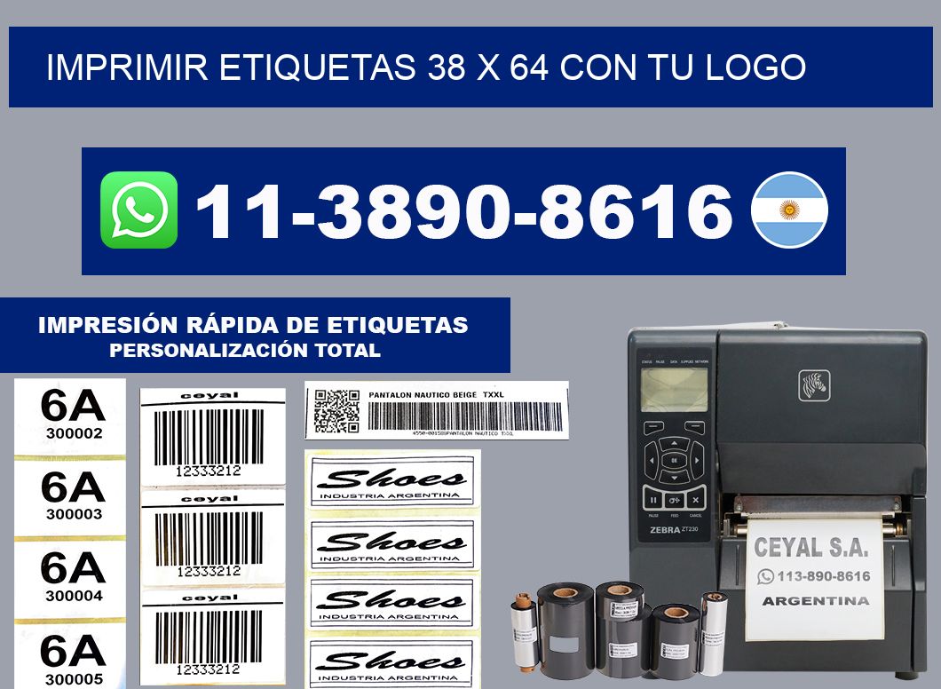 imprimir etiquetas 38 x 64 con tu logo