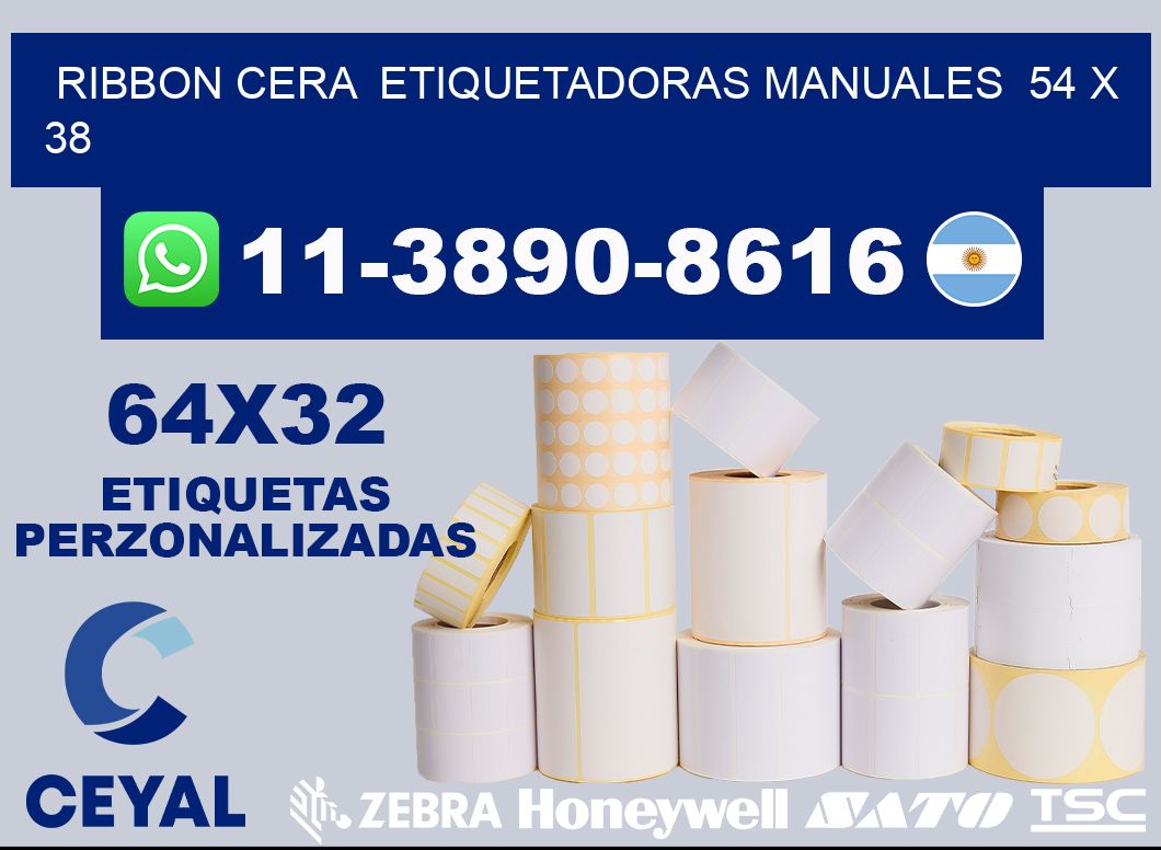 ribbon cera  Etiquetadoras Manuales  54 x 38