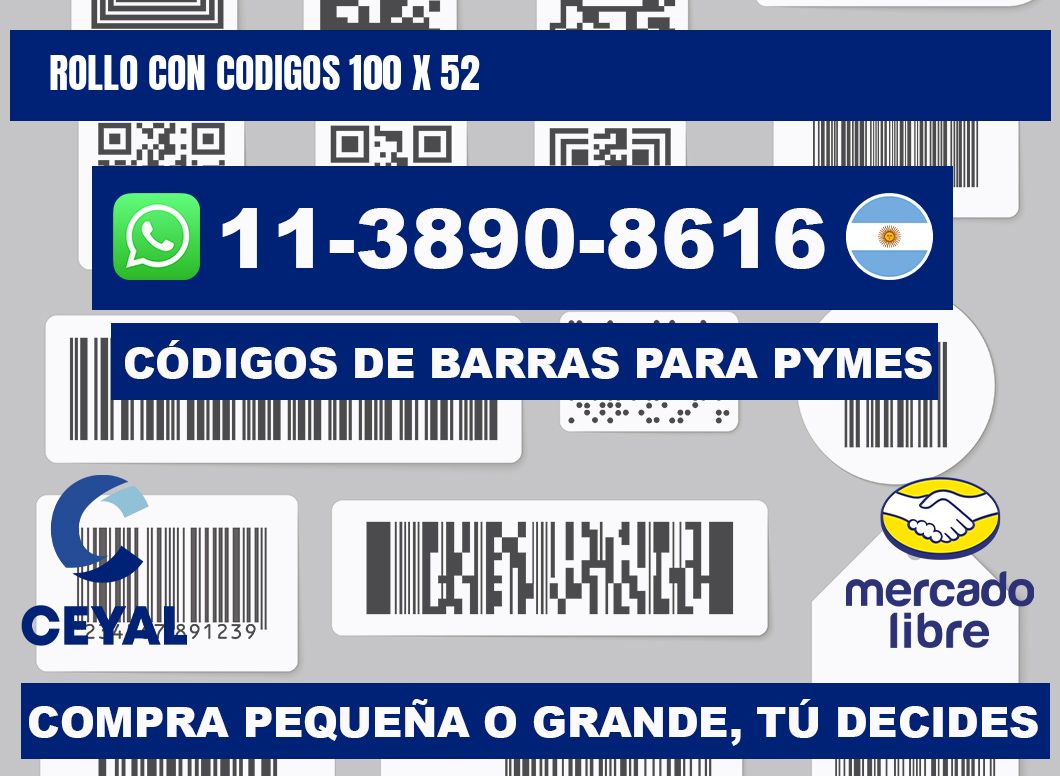 rollo con codigos 100 x 52