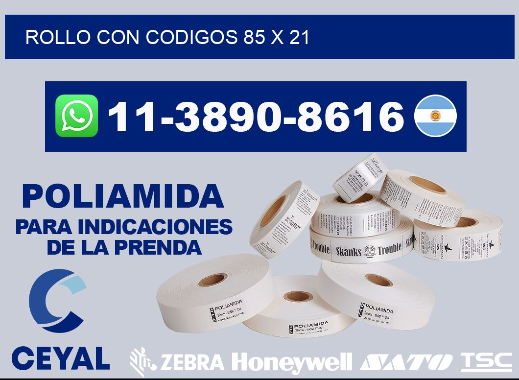 rollo con codigos 85 x 21