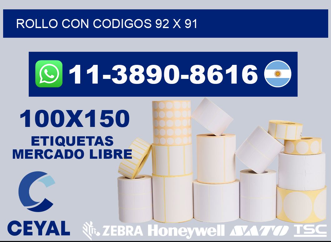 rollo con codigos 92 x 91