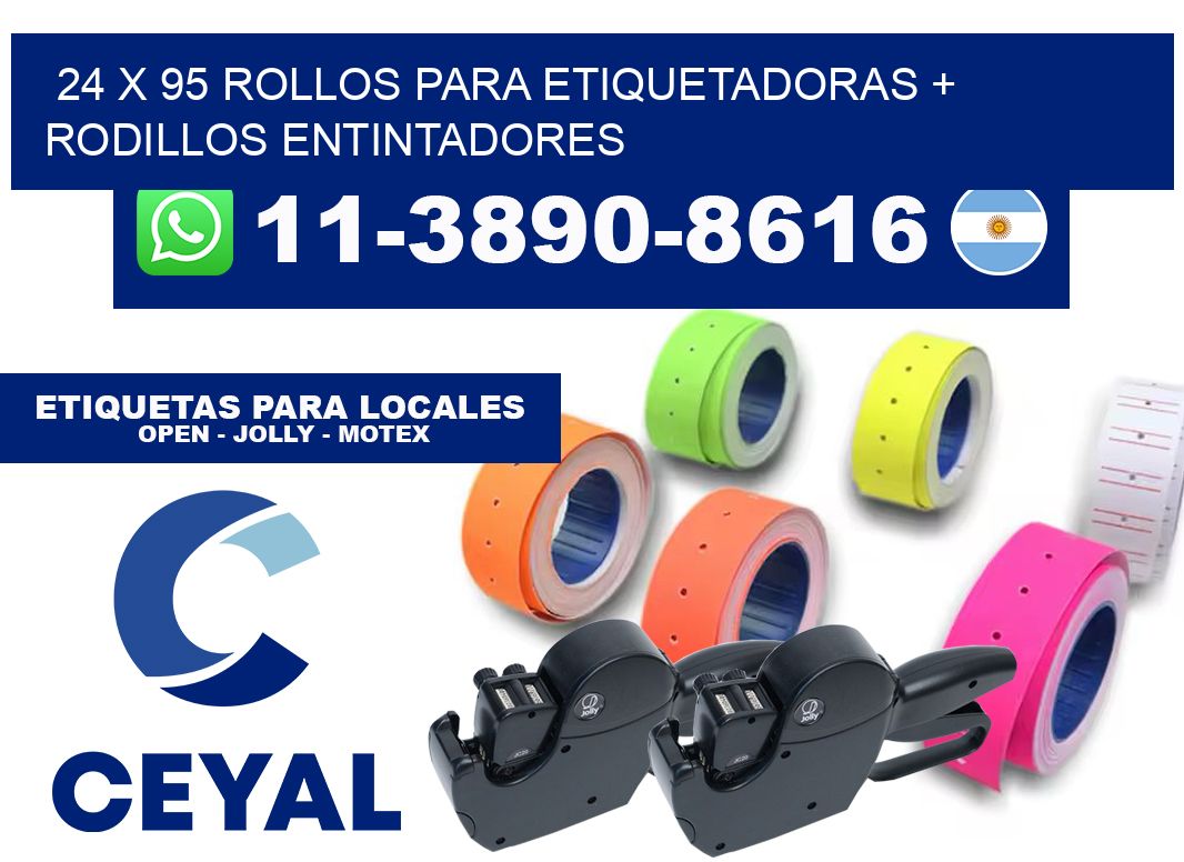 24 x 95 rollos para etiquetadoras + rodillos entintadores