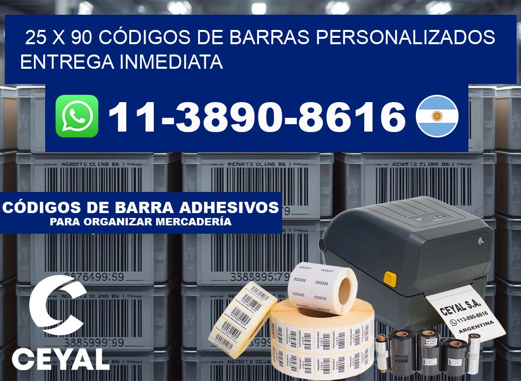 25 x 90 CÓDIGOS DE BARRAS PERSONALIZADOS ENTREGA INMEDIATA