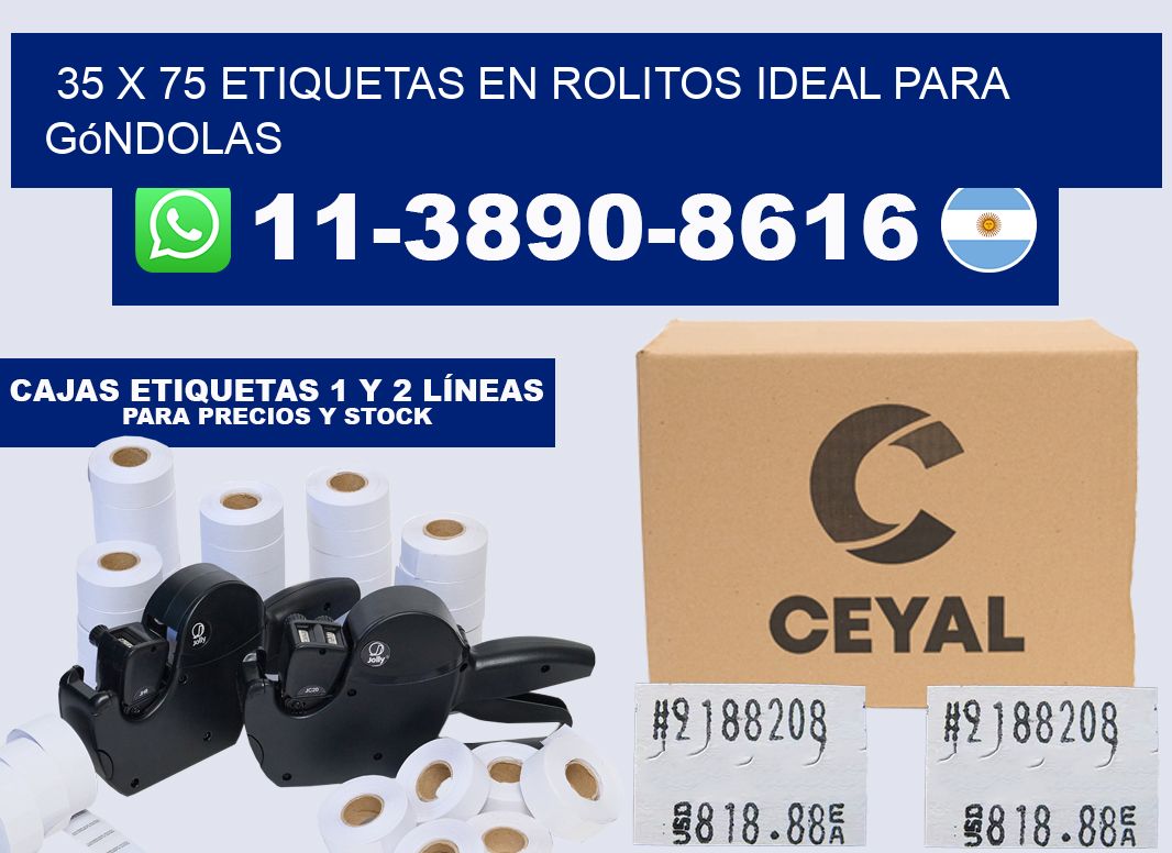 35 x 75 etiquetas en rolitos ideal para góndolas