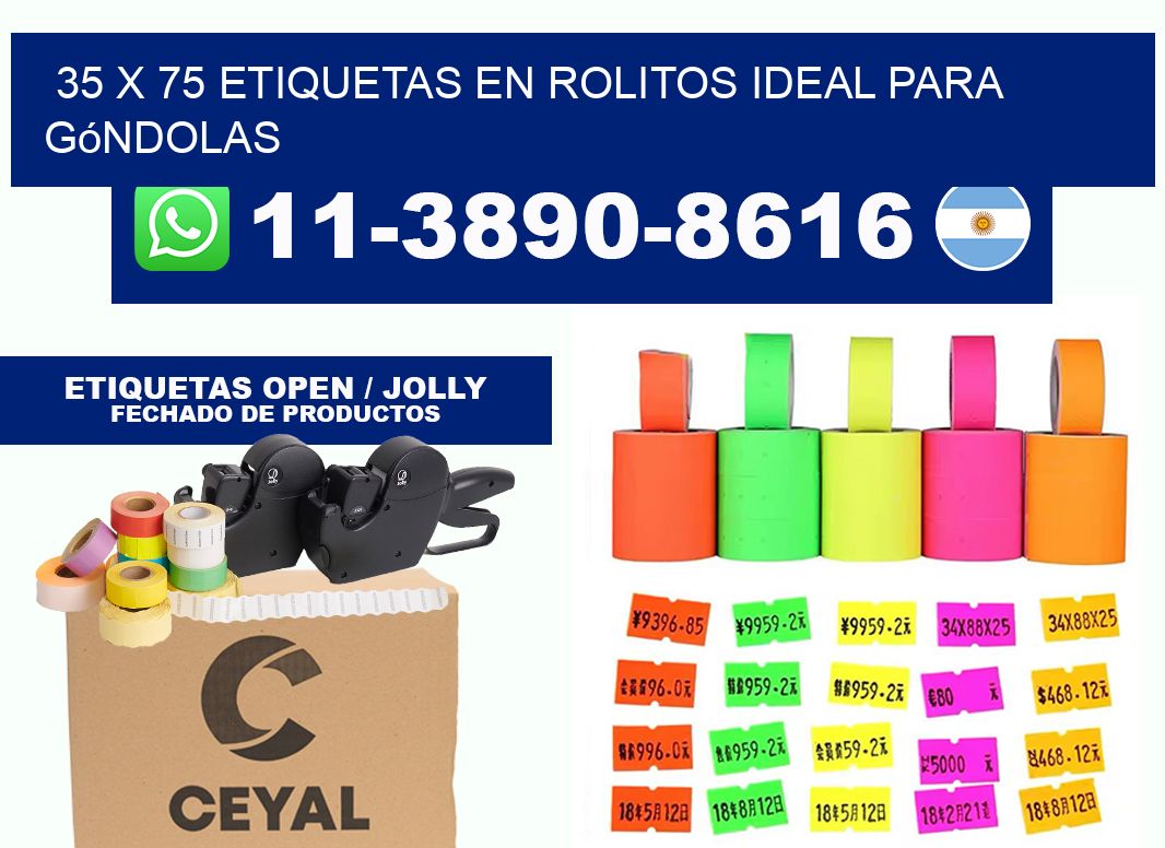 35 x 75 etiquetas en rolitos ideal para góndolas