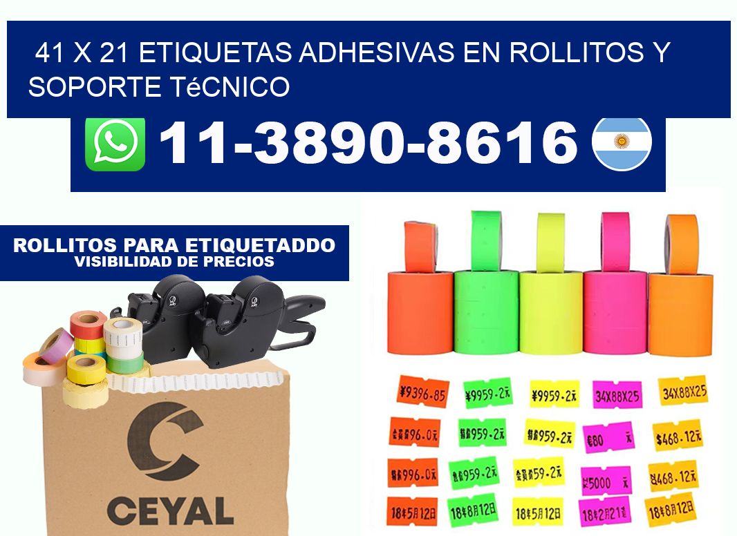 41 x 21 Etiquetas adhesivas en rollitos y soporte técnico