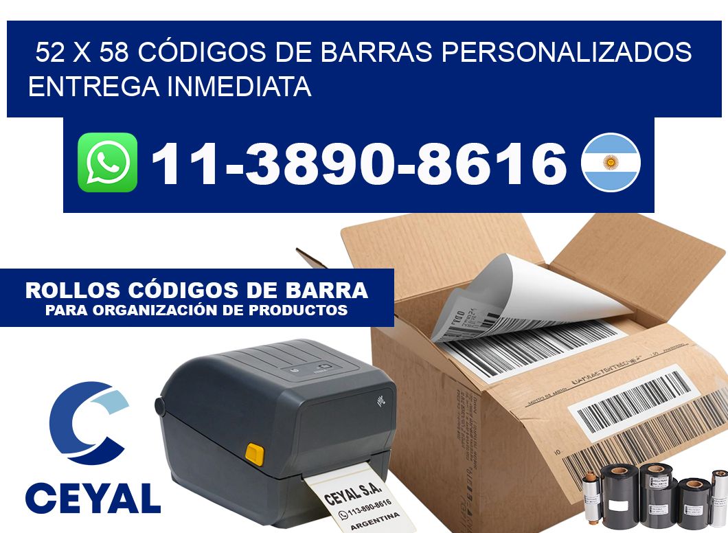 52 x 58 CÓDIGOS DE BARRAS PERSONALIZADOS ENTREGA INMEDIATA