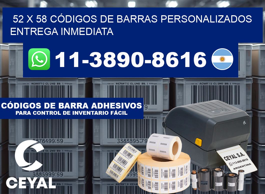 52 x 58 CÓDIGOS DE BARRAS PERSONALIZADOS ENTREGA INMEDIATA
