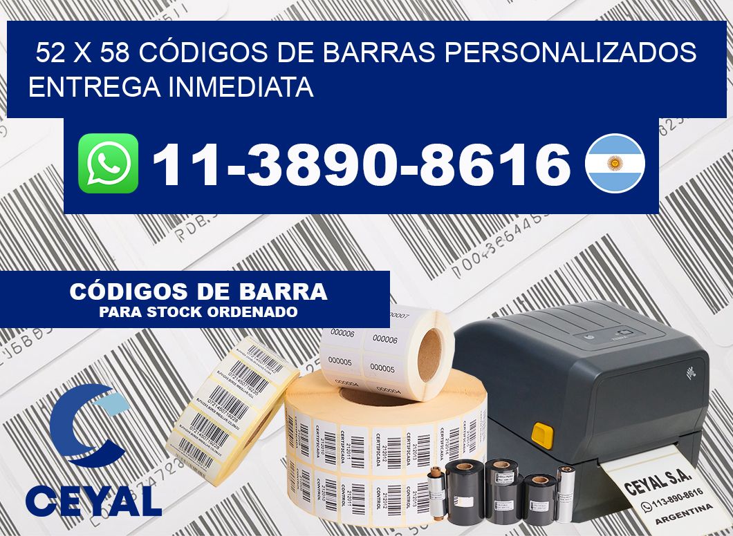 52 x 58 CÓDIGOS DE BARRAS PERSONALIZADOS ENTREGA INMEDIATA