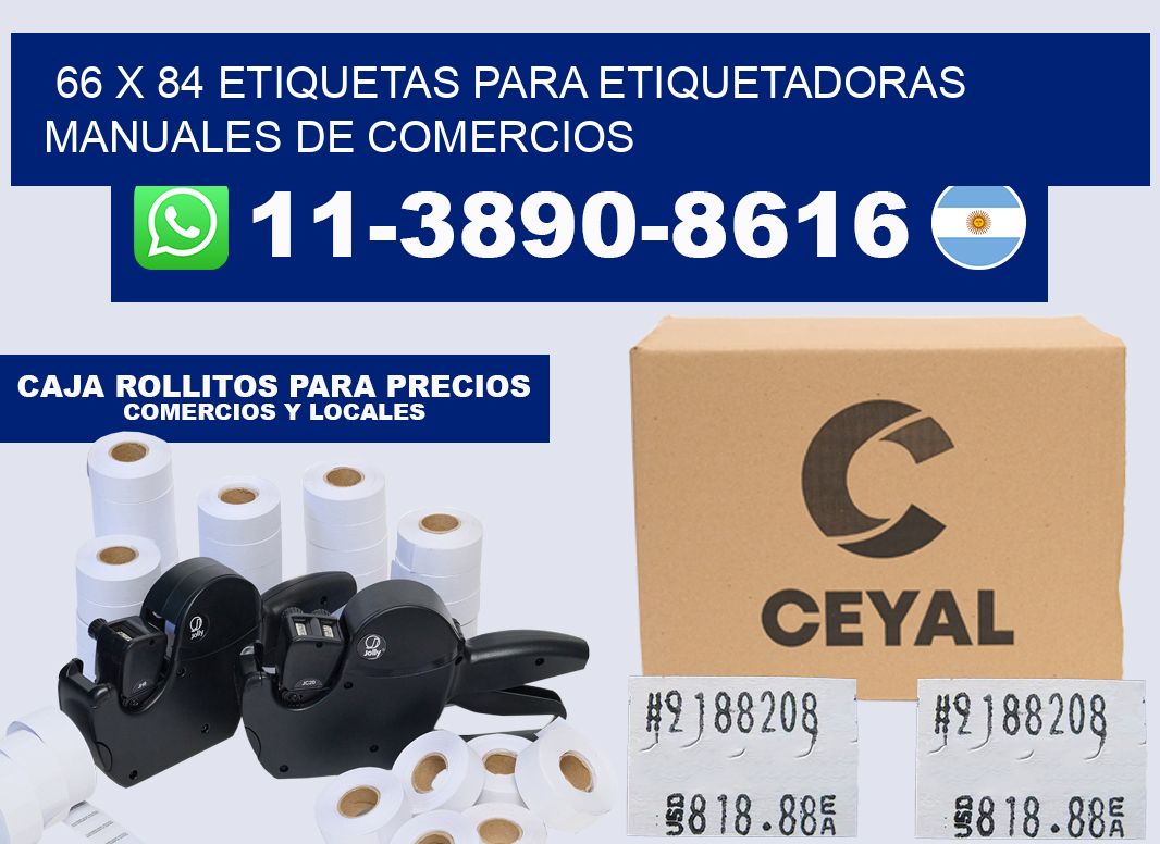 66 x 84 etiquetas para etiquetadoras manuales de comercios