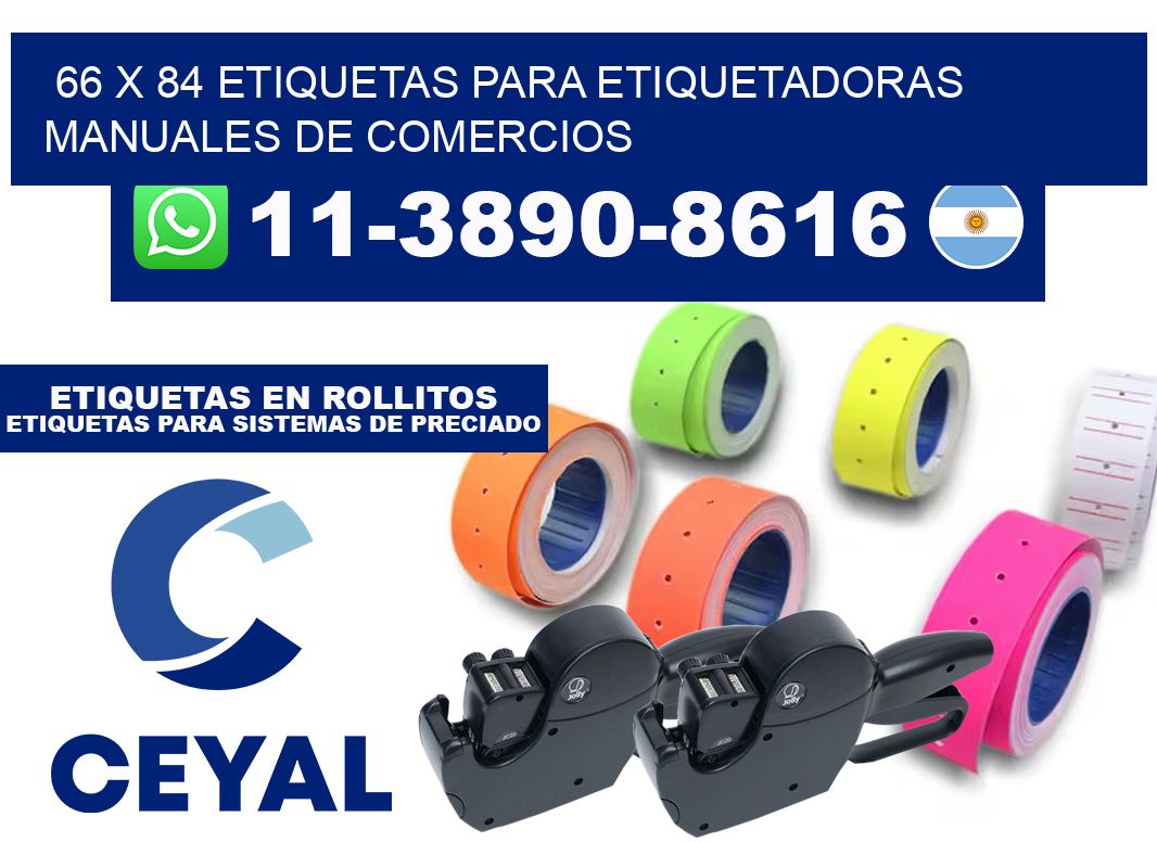 66 x 84 etiquetas para etiquetadoras manuales de comercios