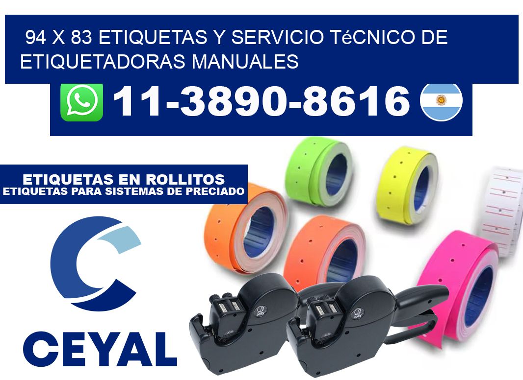 94 x 83 etiquetas y servicio técnico de etiquetadoras manuales