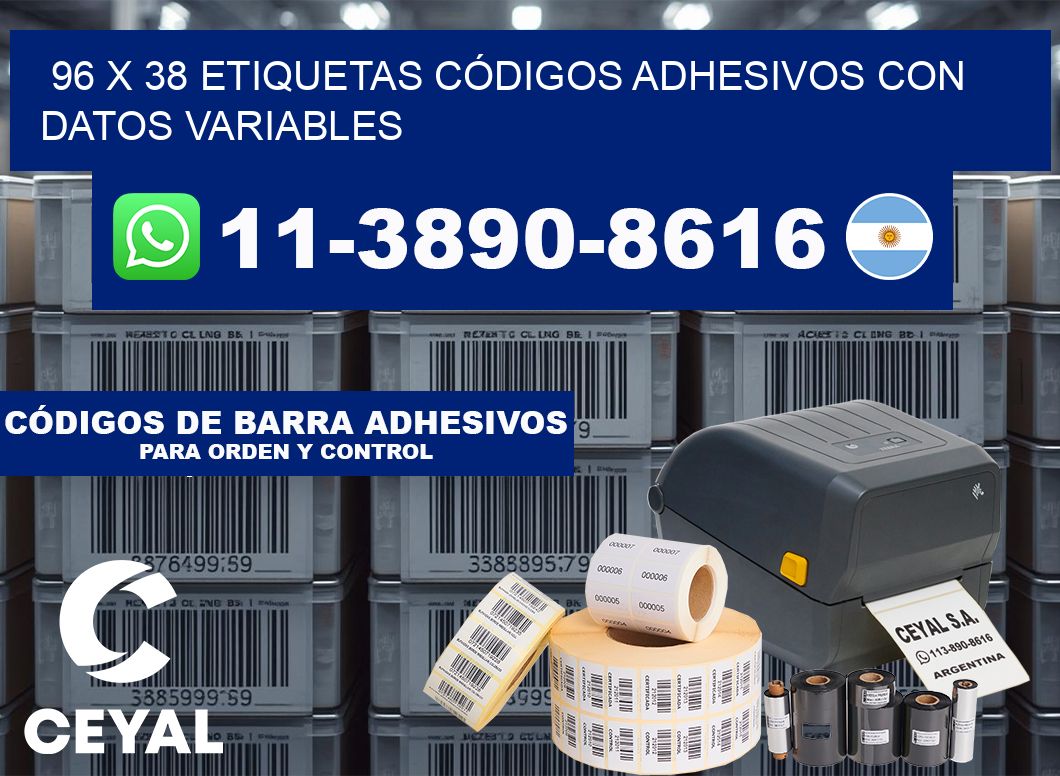 96 x 38 ETIQUETAS CÓDIGOS ADHESIVOS CON DATOS VARIABLES