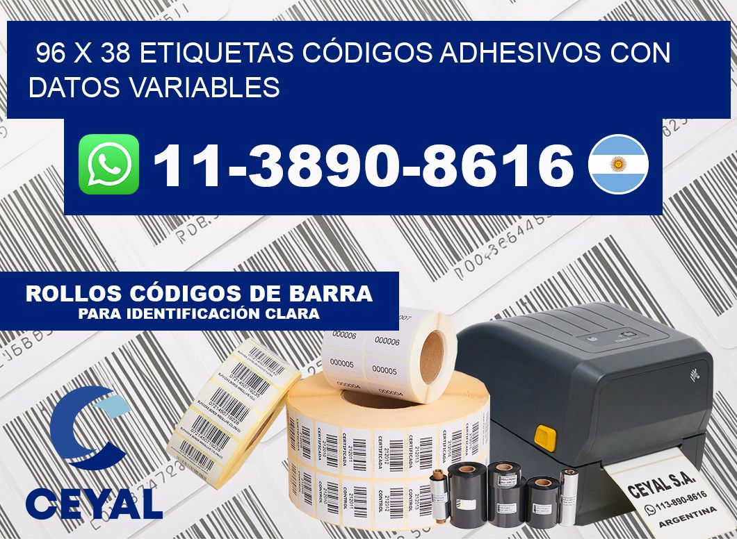 96 x 38 ETIQUETAS CÓDIGOS ADHESIVOS CON DATOS VARIABLES