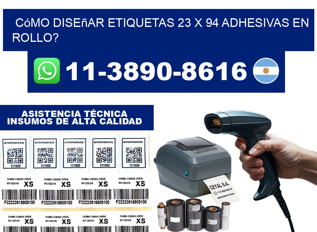 Cómo diseñar etiquetas 23 x 94 adhesivas en rollo?