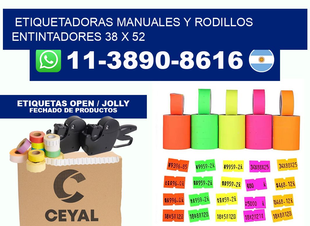 Etiquetadoras manuales y rodillos entintadores 38 x 52