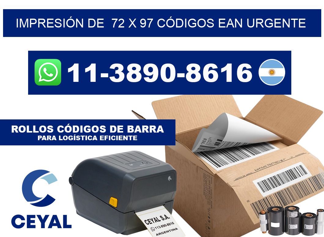 IMPRESIÓN DE  72 x 97 CÓDIGOS EAN URGENTE