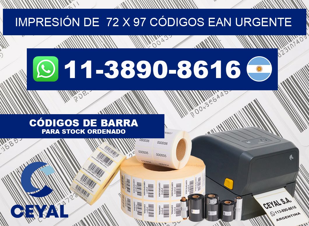 IMPRESIÓN DE  72 x 97 CÓDIGOS EAN URGENTE