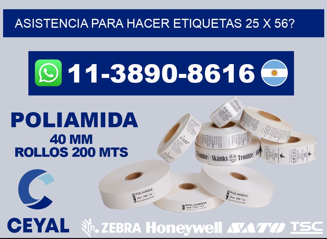asistencia para hacer etiquetas 25 x 56?