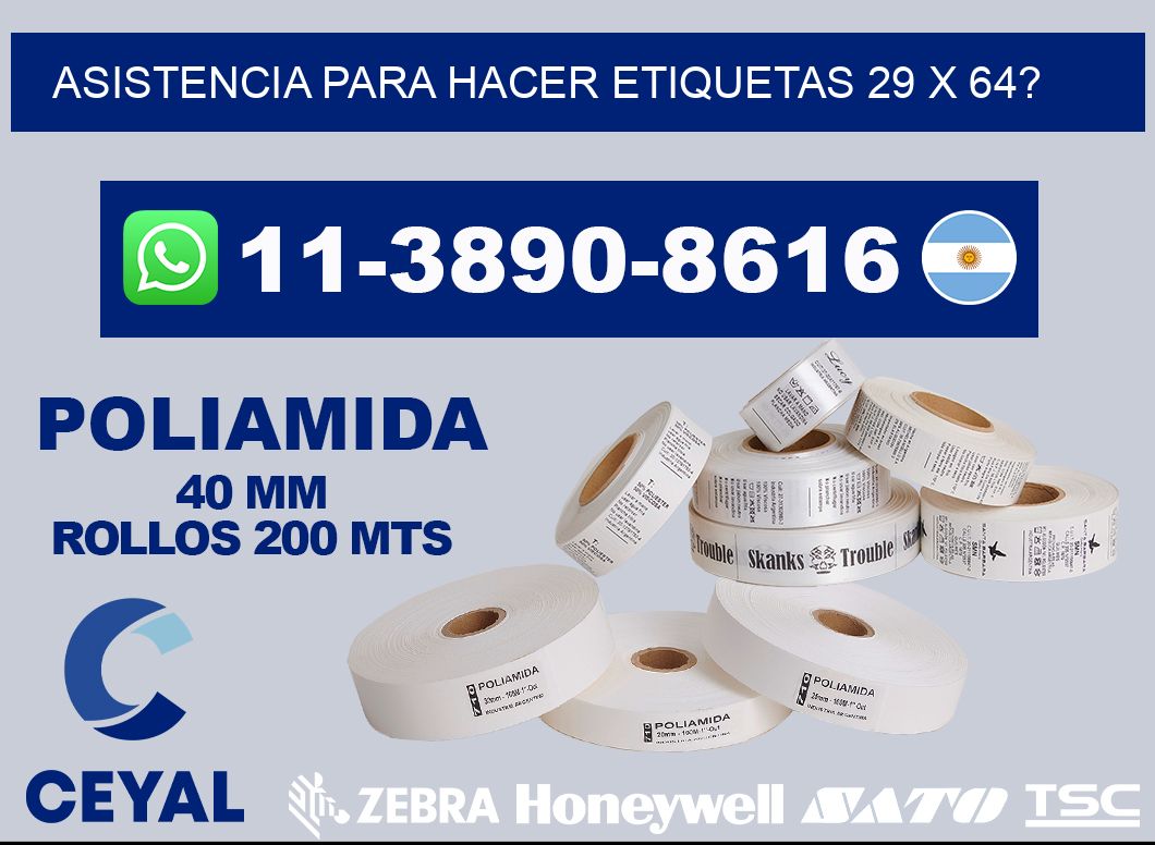 asistencia para hacer etiquetas 29 x 64?