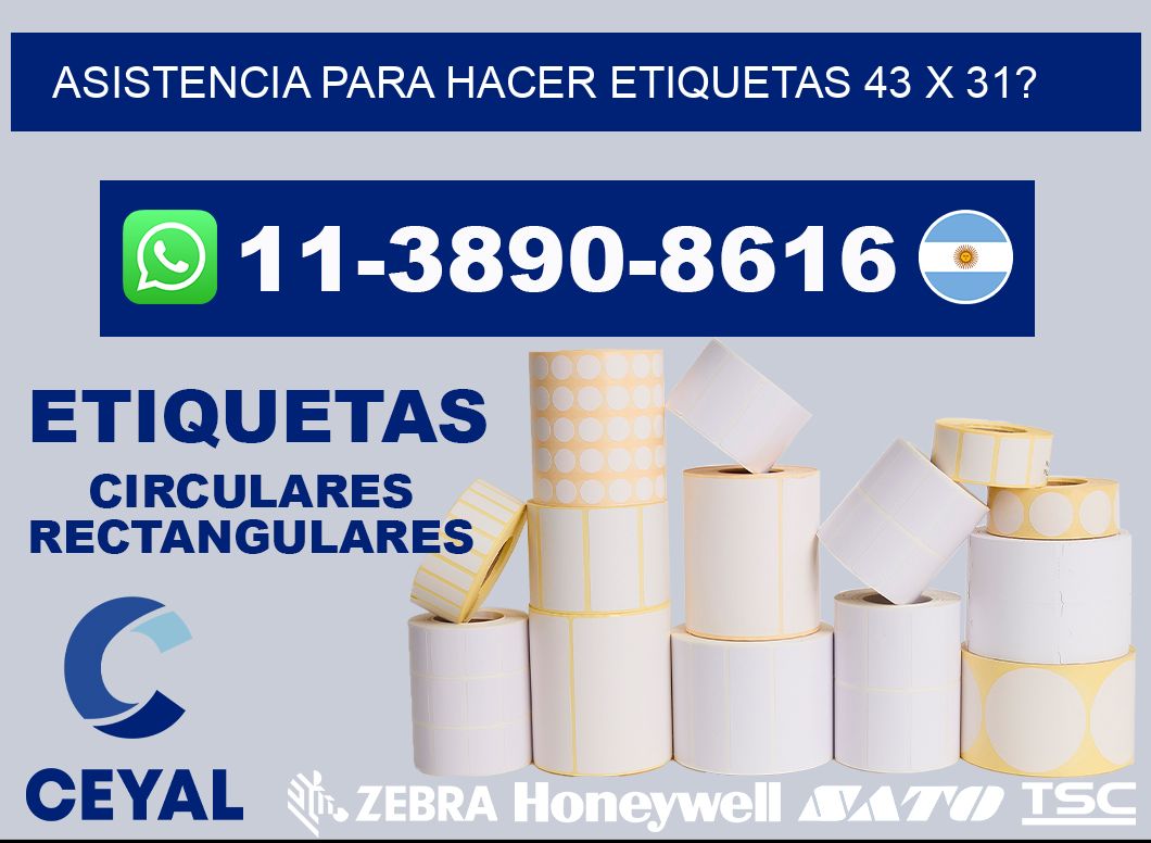 asistencia para hacer etiquetas 43 x 31?