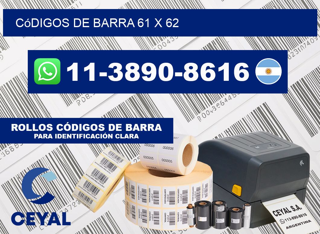códigos de barra 61 x 62