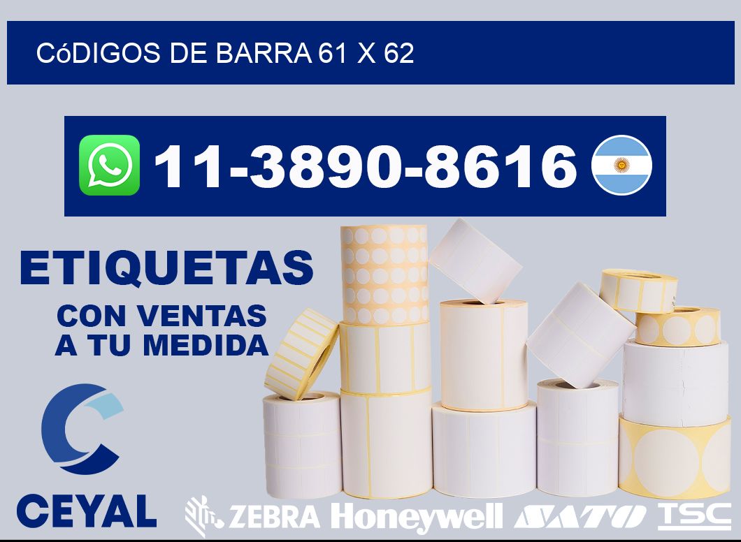 códigos de barra 61 x 62