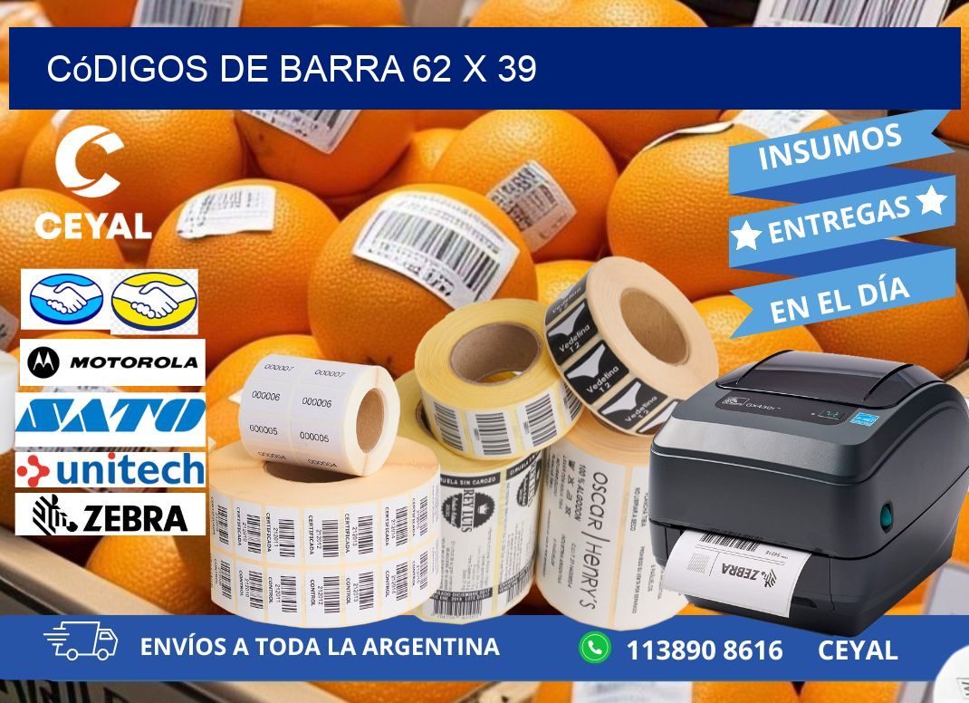 códigos de barra 62 x 39