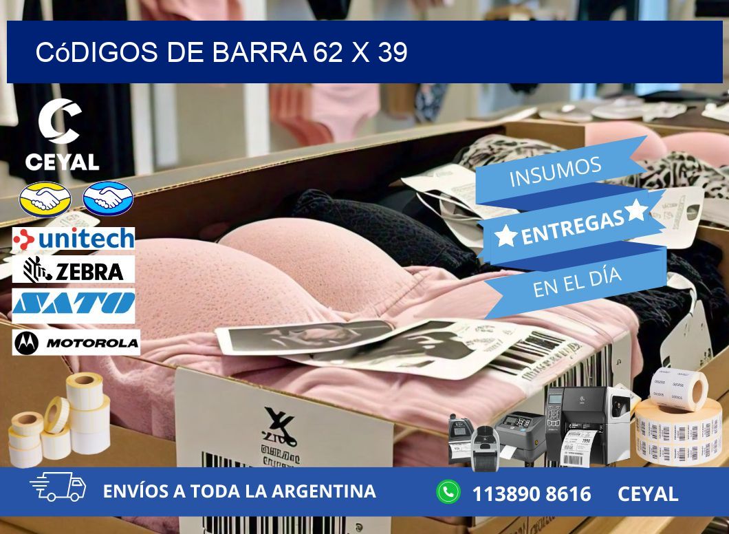 códigos de barra 62 x 39