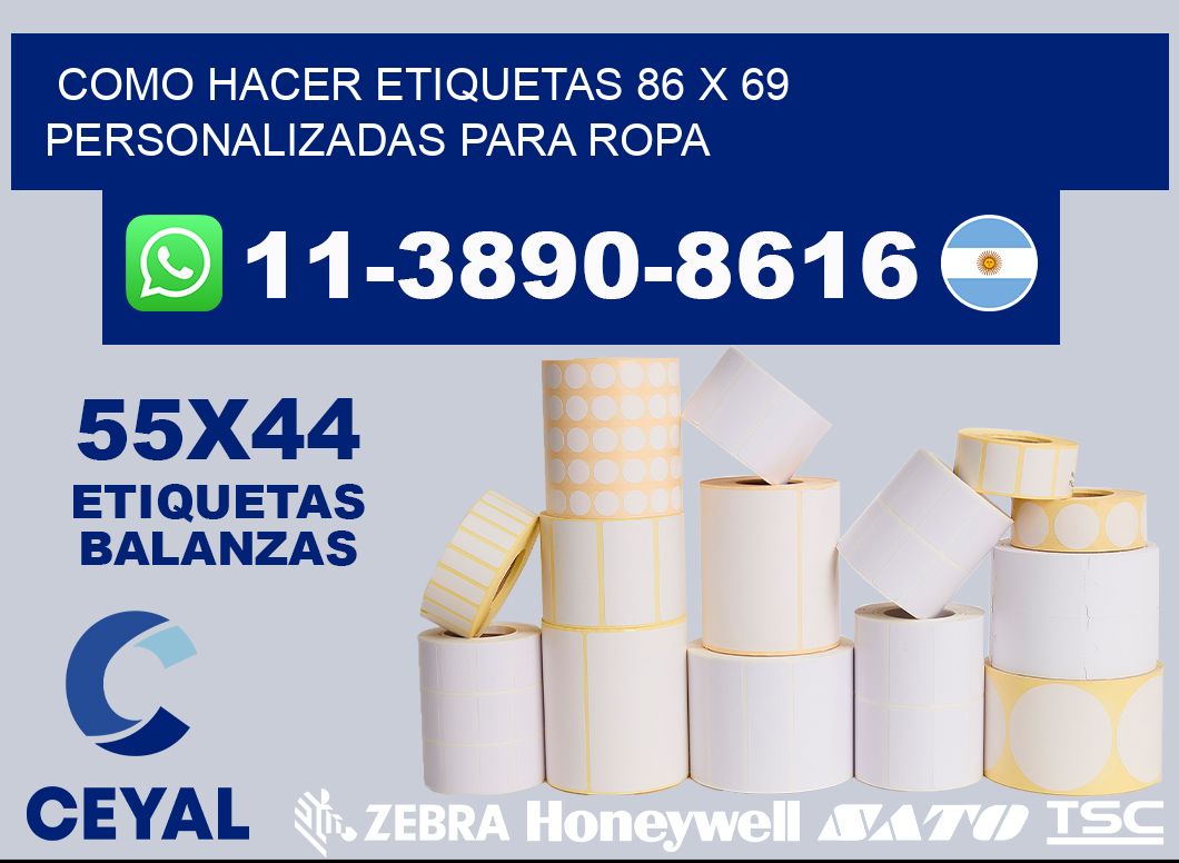 como hacer etiquetas 86 x 69 personalizadas para ropa