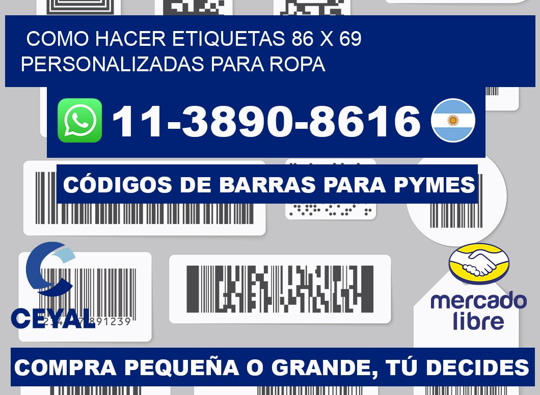 como hacer etiquetas 86 x 69 personalizadas para ropa