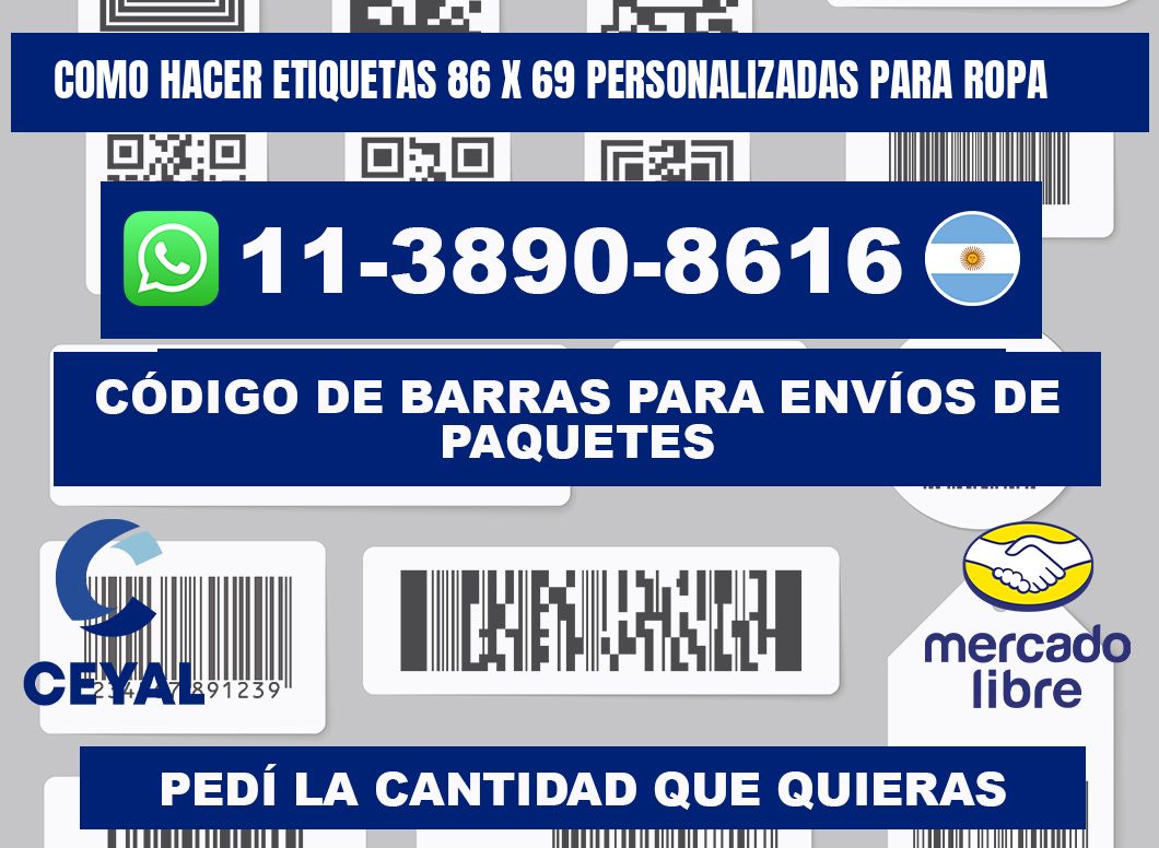 como hacer etiquetas 86 x 69 personalizadas para ropa