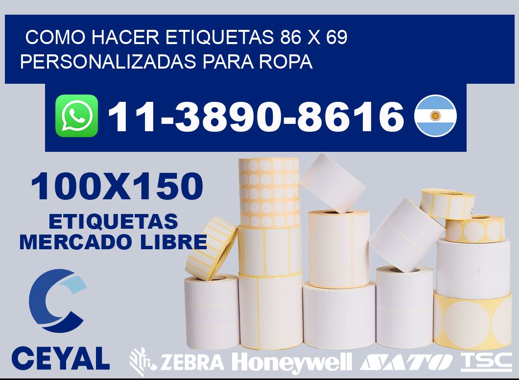 como hacer etiquetas 86 x 69 personalizadas para ropa