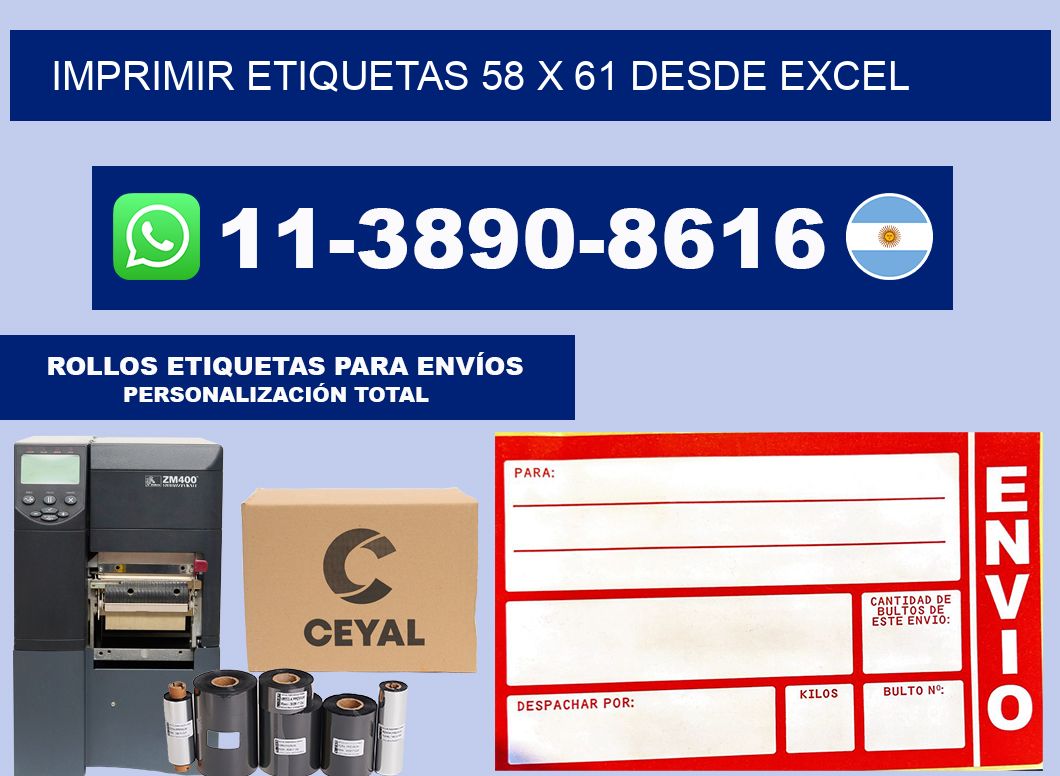 imprimir etiquetas 58 x 61 desde excel