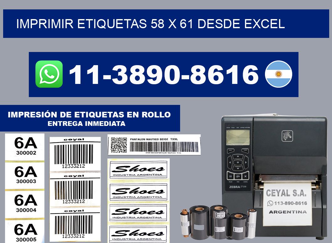 imprimir etiquetas 58 x 61 desde excel
