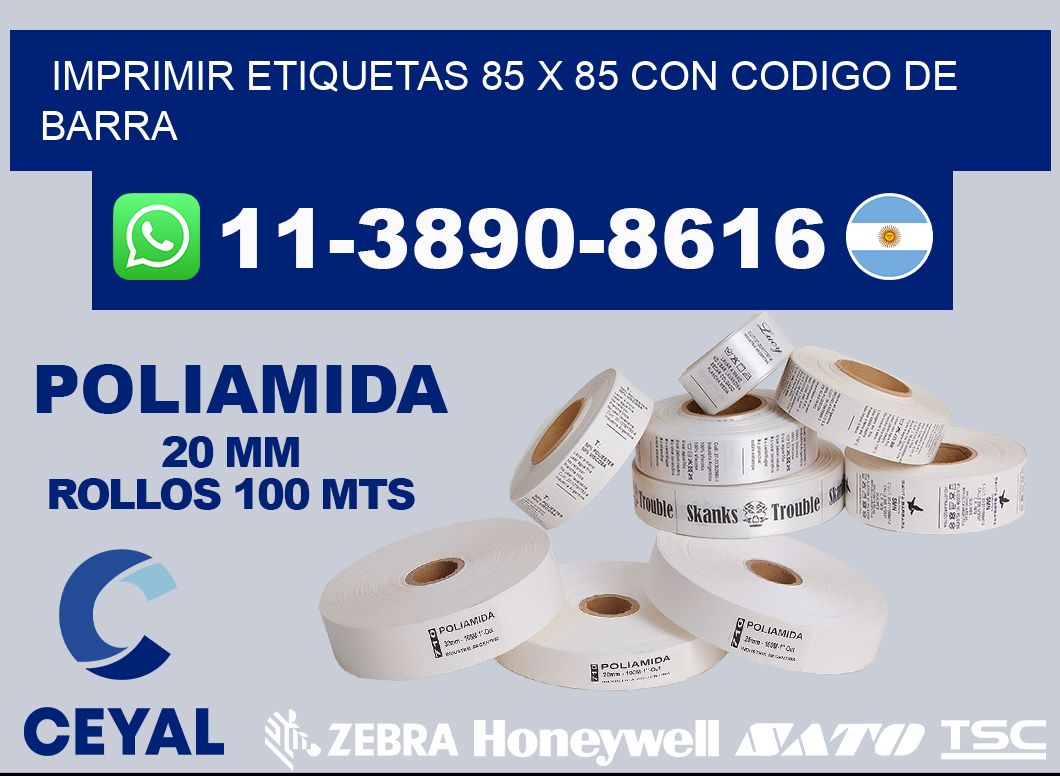 imprimir etiquetas 85 x 85 con codigo de barra