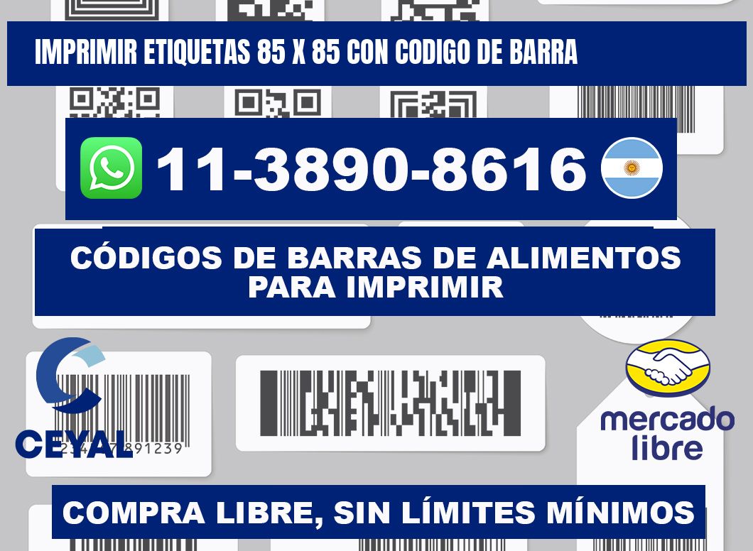 imprimir etiquetas 85 x 85 con codigo de barra
