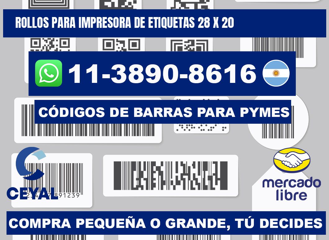 rollos para impresora de etiquetas 28 x 20