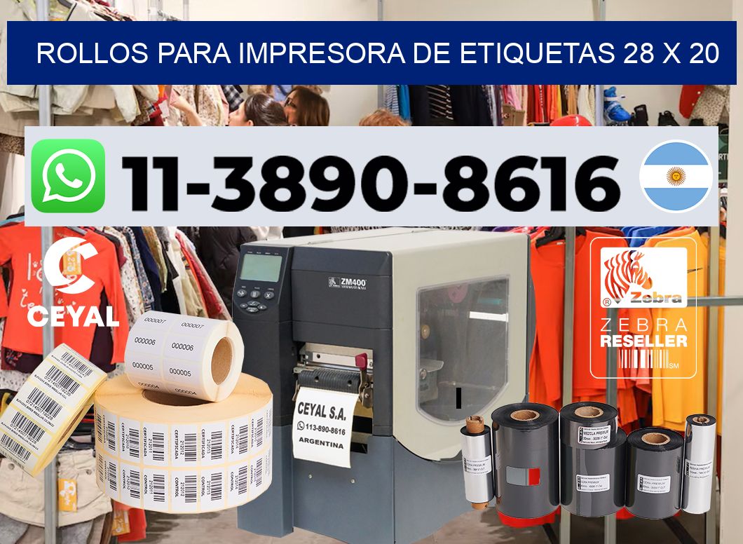 rollos para impresora de etiquetas 28 x 20
