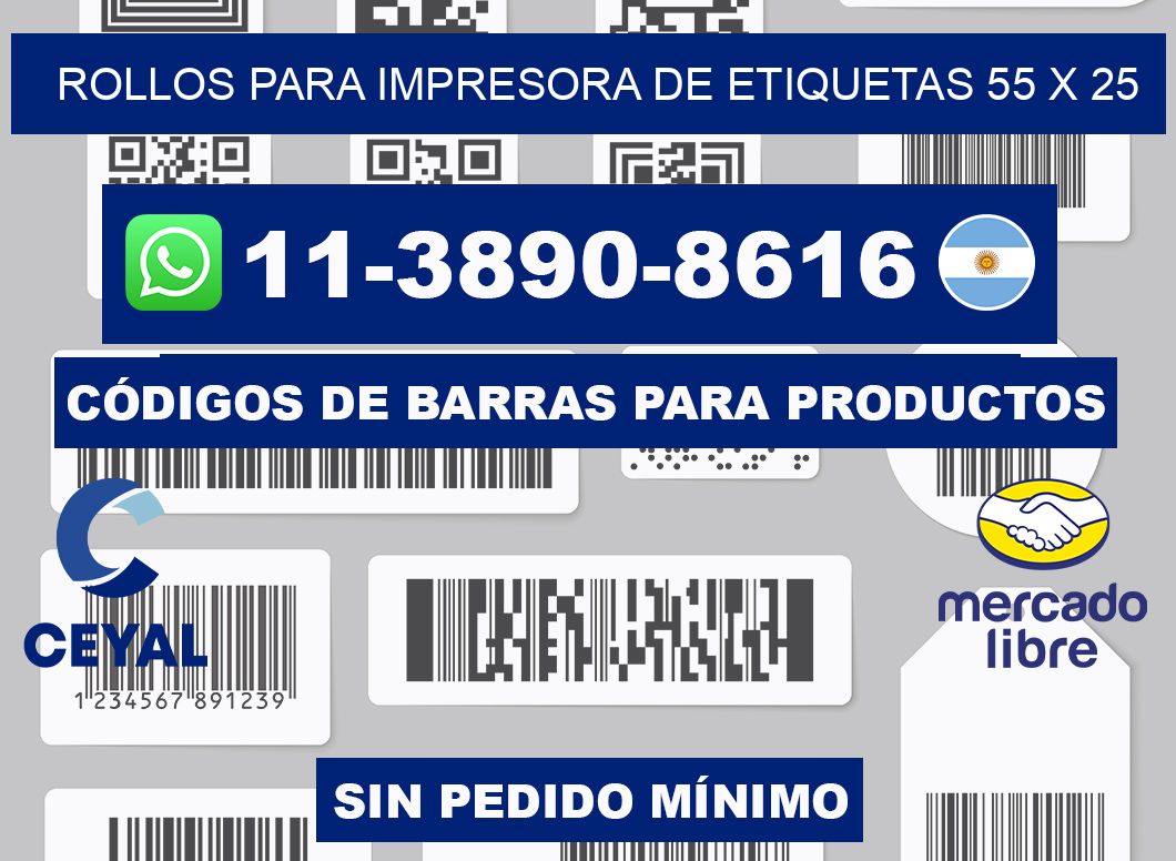 rollos para impresora de etiquetas 55 x 25