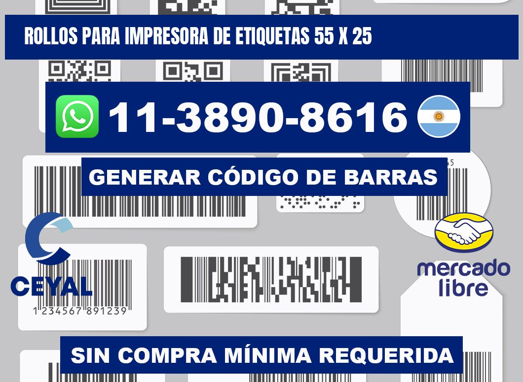 rollos para impresora de etiquetas 55 x 25