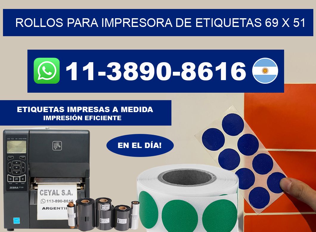rollos para impresora de etiquetas 69 x 51