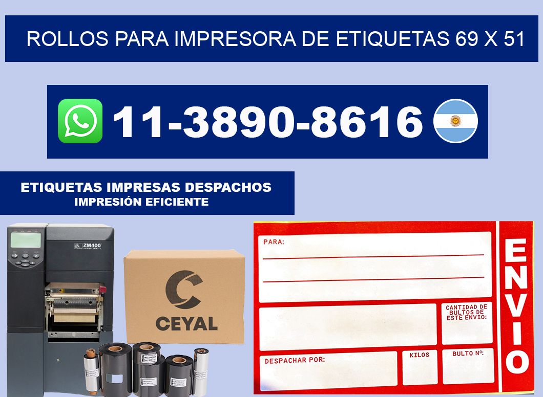 rollos para impresora de etiquetas 69 x 51